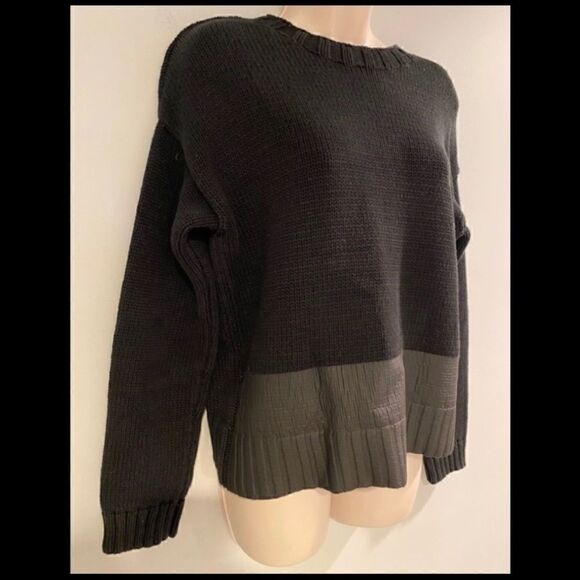 ARMANI EXCHANGE CROP KNIT SWEATER FAUX LEATHER M - Picture 4 of 6